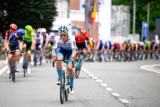 Tour de Wallonie 2025 Stage 4 SERAING, BELGIUM - JULY 29 : Rider of Bahrain - Victorious in action during stage 4 of the 30th edition of Tour de Wallonie an UCI ProSeries 2.Pro cycling road race stage for Men Elite of 163.3 km with start in Welkenraedt and finish in Seraing on July 29, 2025 in Seraing, Belgium, 29 07 2025 ( Motordriver Louis Bidlot - Seraing Belgium  Copyright: xTomasxSiskx