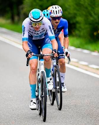 Tour de Wallonie 2025 Stage 4 SERAING, BELGIUM - JULY 29 : Borgo Alessandro of Bahrain - Victorious in the escape pack during stage 4 of the 30th edition of Tour de Wallonie an UCI ProSeries 2.Pro cycling road race stage for Men Elite of 163.3 km with start in Welkenraedt and finish in Seraing on July 29, 2025 in Seraing, Belgium, 29 07 2025 ( Motordriver Louis Bidlot - Seraing Belgium  Copyright: xTomasxSiskx