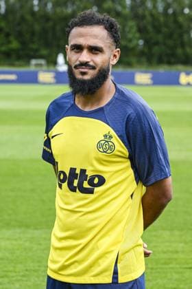 Union s Soufiane Boufal poses for a portrait picture at the 2025-2026 season photoshoot of Belgian soccer team Royale Union Saint-Gilloise, Tuesday 29 July 2025 in Brussels. TOM GOYVAERTS TomxGoyvaerts  x130242722x