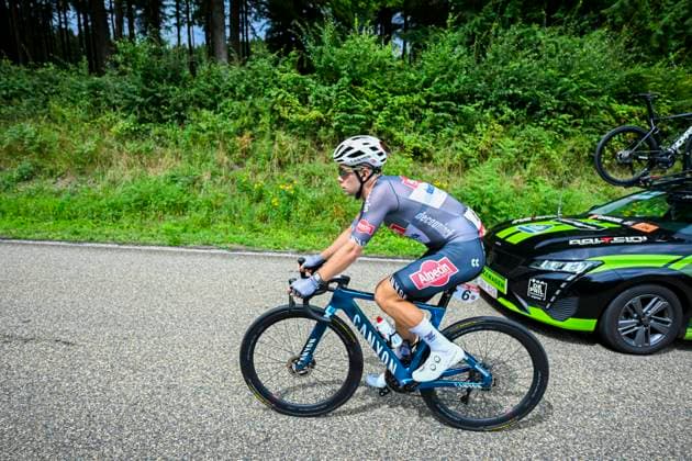 Tour de Wallonie 2025 Stage 4 SERAING, BELGIUM - JULY 29 : Van den Bossche Fabio of Alpecin - Deceuninck in action during stage 4 of the 30th edition of Tour de Wallonie an UCI ProSeries 2.Pro cycling road race stage for Men Elite of 163.3 km with start in Welkenraedt and finish in Seraing on July 29, 2025 in Seraing, Belgium, 29 07 2025 ( Motordriver Louis Bidlot - Seraing Belgium  Copyright: xTomasxSiskx