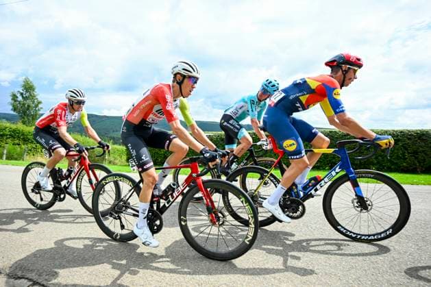 Tour de Wallonie 2025 Stage 4 SERAING, BELGIUM - JULY 29 : Petilli Simone of Intermarche - Wanty, Kirsch Alex of Lidl - Trek in action during stage 4 of the 30th edition of Tour de Wallonie an UCI ProSeries 2.Pro cycling road race stage for Men Elite of 163.3 km with start in Welkenraedt and finish in Seraing on July 29, 2025 in Seraing, Belgium, 29 07 2025 ( Motordriver Louis Bidlot - Seraing Belgium  Copyright: xTomasxSiskx