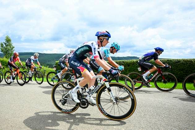 Tour de Wallonie 2025 Stage 4 SERAING, BELGIUM - JULY 29 : Adria Roger of Red Bull - BORA - Hansgrohe in the peloton during stage 4 of the 30th edition of Tour de Wallonie an UCI ProSeries 2.Pro cycling road race stage for Men Elite of 163.3 km with start in Welkenraedt and finish in Seraing on July 29, 2025 in Seraing, Belgium, 29 07 2025 ( Motordriver Louis Bidlot - Seraing Belgium  Copyright: xTomasxSiskx