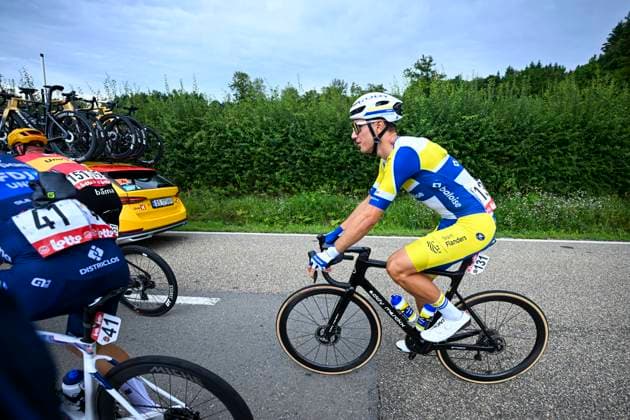 Tour de Wallonie 2025 Stage 4 SERAING, BELGIUM - JULY 29 : De Vylder Lindsay of Team Flanders - Baloise in action during stage 4 of the 30th edition of Tour de Wallonie an UCI ProSeries 2.Pro cycling road race stage for Men Elite of 163.3 km with start in Welkenraedt and finish in Seraing on July 29, 2025 in Seraing, Belgium, 29 07 2025 ( Motordriver Louis Bidlot - Seraing Belgium  Copyright: xTomasxSiskx