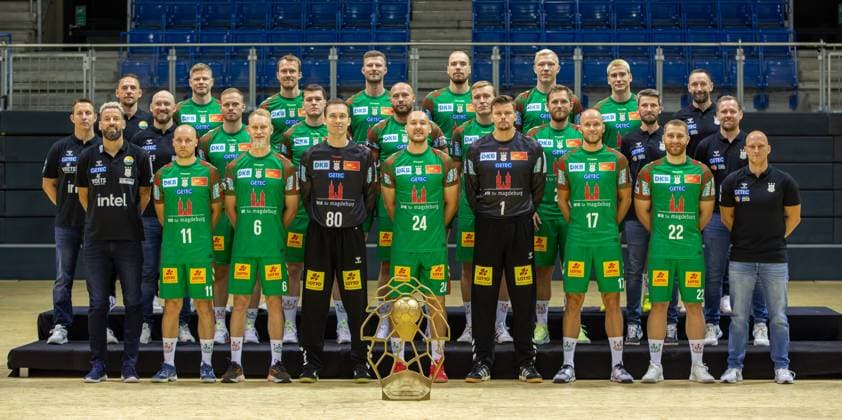29 07 2025, xgox, Handball Daikin HBL SC Magdeburg photo session season 2025 26 emspor, v l group photo, team photo, group photo, team photo Magdeburg