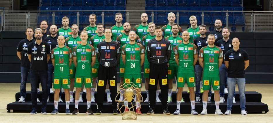 29 07 2025, xgox, Handball Daikin HBL SC Magdeburg photo session season 2025 26 emspor, v l group photo, team photo, group photo, team photo Magdeburg