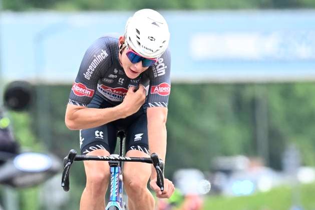 Tour de Wallonie 2025 Stage 4 SERAING, BELGIUM - JULY 29 : Del Grosso Tibor (BEL) of Alpecin-Deceuninck in action during stage 4 of the 30th edition of Tour de Wallonie an UCI ProSeries 2.Pro cycling road race stage for Men Elite of 163.3 km with start in Welkenraedt and finish in Seraing on July 29, 2025 in Seraing, Belgium, 29 07 2025 ( Motordriver Louis Bidlot - Seraing Belgium  Copyright: xTomasxSiskx