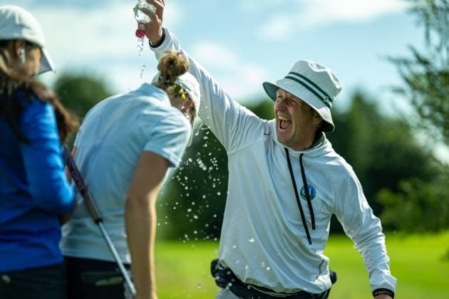 Emma Lucy Schulz Hanßen GC St Leon Rot , wins with Dominik Mueller Lingelbach BWGV, Landestrainer Maedchen , GER, 15 BWGV INTERNATIONAL MATCHPLAY TROPHY, Golf, Maedchen und Jungen, imt Golf, 26 29 07 2025, GER, 15 BWGV INTERNATIONAL MATCHPLAY TROPHY, Golf, Maedchen und Jungen, imt Golf, 26 29 07 2025 Wain Copyright: xEibner-Pressefotox EP_SWA