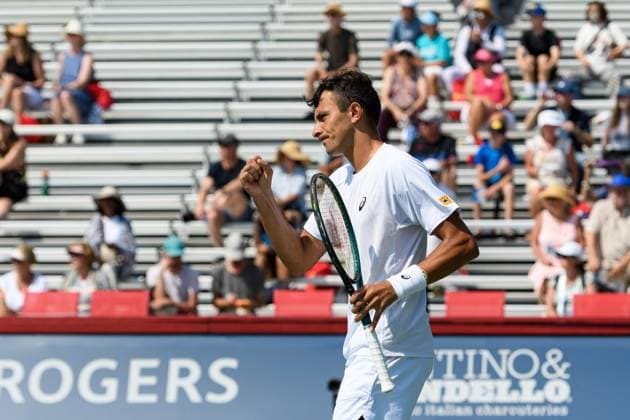 July 29, 2025, Toronto, Ontario, Canada: Toronto, Ontario Ã¢â‚¬ July 29, 2025: EMILIO NAVA of the United States celebrates a point against TERENCE ATMANE of France during the National Bank Open Presented by Rogers at Sobeys Stadium in Toronto, Ontario. Toronto Canada - ZUMAr228 20250729_znp_r228_003 Copyright: xVasiliyxRyabykhx