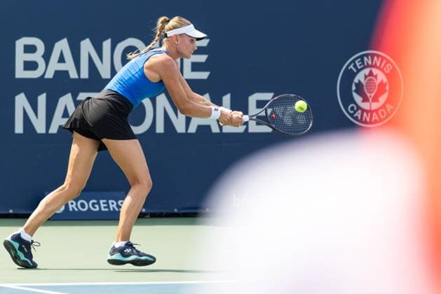 July 29, 2025, Montreal, Quebec, Canada: DAYANA YASTREMSKA (30), from Ukraine back hand in first set against Camila Osorio, from Colombia at Canadian Open at IGA stadium in Montreal, Quebec, Canada on 2024-05-24 Montreal Canada - ZUMAl189 20250729_zsp_l189_002 Copyright: xYannickxLegarex