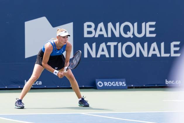 July 29, 2025, Montreal, Quebec, Canada: DAYANA YASTREMSKA (30), from Ukraine waiting service in first set against Camila Osorio, from Colombia at Canadian Open at IGA stadium in Montreal, Quebec, Canada on 2024-05-24 Montreal Canada - ZUMAl189 20250729_zsp_l189_004 Copyright: xYannickxLegarex