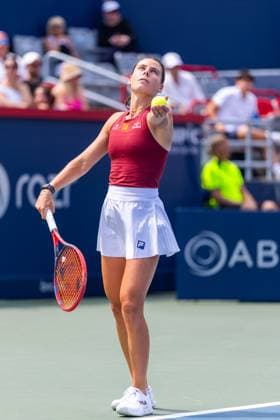 July 29, 2025, Montreal, Quebec, Canada: EMMA NAVARO (8), from USA serving in second set against Rebecca Marino (WC), from Canada at Canadian Open at IGA stadium in Montreal, Quebec, Canada on 2024-05-24 Montreal Canada - ZUMAl189 20250729_zsp_l189_011 Copyright: xYannickxLegarex