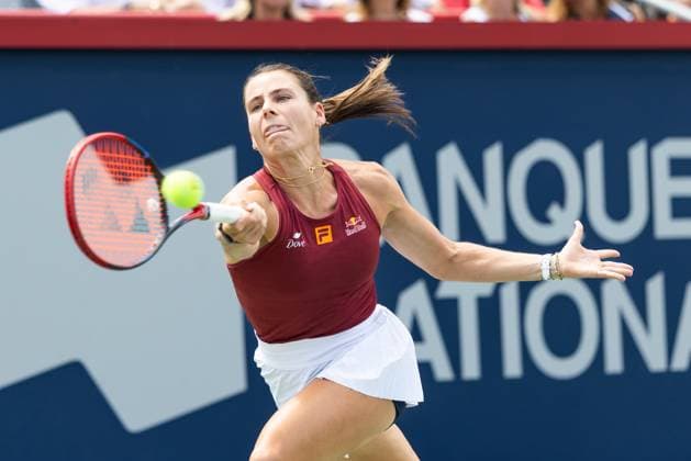 July 29, 2025, Montreal, Quebec, Canada: EMMA NAVARO (8), from USA forehand in second set against Rebecca Marino (WC), from Canada at Canadian Open at IGA stadium in Montreal, Quebec, Canada on 2024-05-24 Montreal Canada - ZUMAl189 20250729_zsp_l189_023 Copyright: xYannickxLegarex