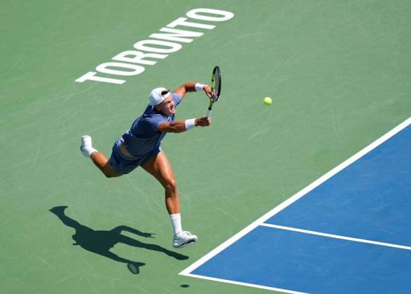 July 29, 2025, Toronto, On, CANADA: Holger Rune of Denmark returns the ball against Giovanni Mpetshi Perricard of France during second round tennis action at the National Bank Open in Toronto on Tuesday, July 29, 2025. Canada News - July 29, 2025  - ZUMAc35_ 20250729_zaf_c35_026 Copyright: xNathanxDenettex