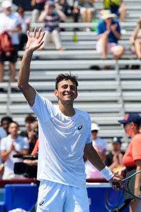 July 29, 2025, Toronto, Ontario, Canada: Toronto, Ontario Ã¢â‚¬ July 29, 2025: EMILIO NAVA of the United States celebrates a victory against TERENCE ATMANE of France during the National Bank Open Presented by Rogers at Sobeys Stadium in Toronto, Ontario. Toronto Canada - ZUMAr228 20250729_znp_r228_011 Copyright: xVasiliyxRyabykhx