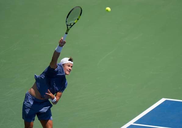 July 29, 2025, Toronto, On, CANADA: Holger Rune of Denmark serves the ball against Giovanni Mpetshi Perricard of France during second round tennis action at the National Bank Open in Toronto on Tuesday, July 29, 2025. Canada News - July 29, 2025  - ZUMAc35_ 20250729_zaf_c35_029 Copyright: xNathanxDenettex
