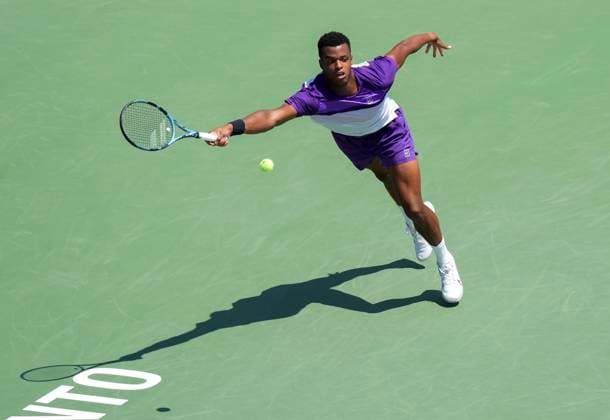 July 29, 2025, Toronto, On, CANADA: Giovanni Mpetshi Perricard of France returns the ball against Holger Rune of Denmark during second round tennis action at the National Bank Open in Toronto on Tuesday, July 29, 2025. Canada News - July 29, 2025  - ZUMAc35_ 20250729_zaf_c35_030 Copyright: xNathanxDenettex