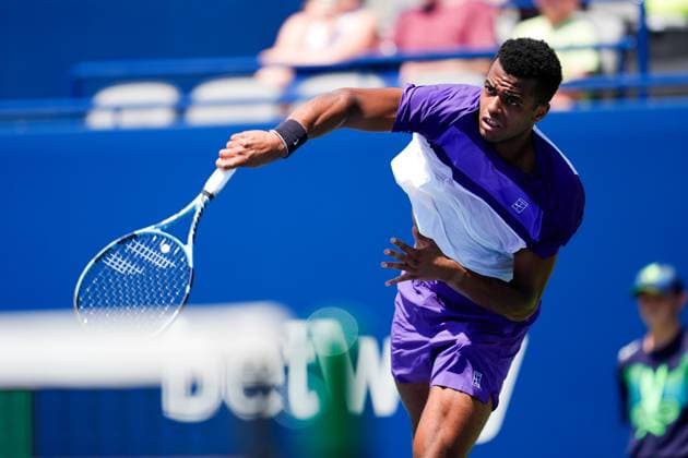 National Bank Open 2025 - Day 4 TORONTO, CANADA - JULY 29 : Giovanni Mpetshi Perricard of France serves against Holger Rune of Denmark on day four of the 2025 National Bank Open at Sobeys Stadium in Toronto, Ontario, Canada on July 29, 2025. Mert Alper Dervis Anadolu Ontario Canada. Editorial use only. Please get in touch for any other usage.  Copyright: x2025xAnadoluxMertxAlperxDervisx