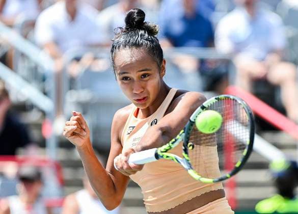 July 29, 2025, Montreal, Pq, Canada: Leylah Fernandez, of Canada, plays a shot to Maya Joint, of Australia, during their first round match at the National Bank Open tennis tournament in Montreal, Tuesday, July 29, 2025. Leylah Fernandez, Maya Joint, - ZUMAc35_ 20250729_zaf_c35_043 Copyright: xGrahamxHughesx