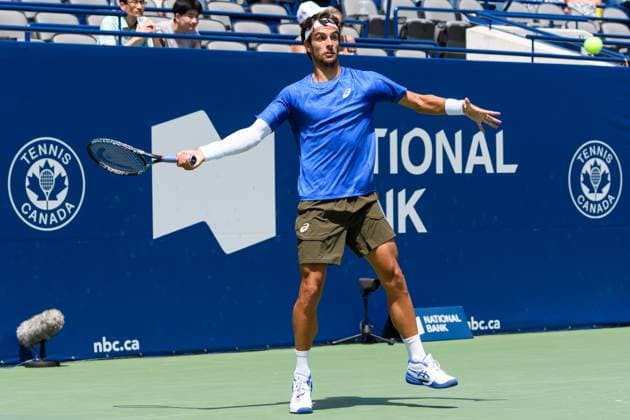 July 29, 2025, Toronto, Ontario, Canada: Toronto, Ontario Ã¢â‚¬ July 29, 2025: LORENZO MUSETTI of Italy returns a shot against JAMES DUCKWORTH of Australia during the National Bank Open Presented by Rogers at Sobeys Stadium in Toronto, Ontario. Toronto Canada - ZUMAr228 20250729_znp_r228_019 Copyright: xVasiliyxRyabykhx