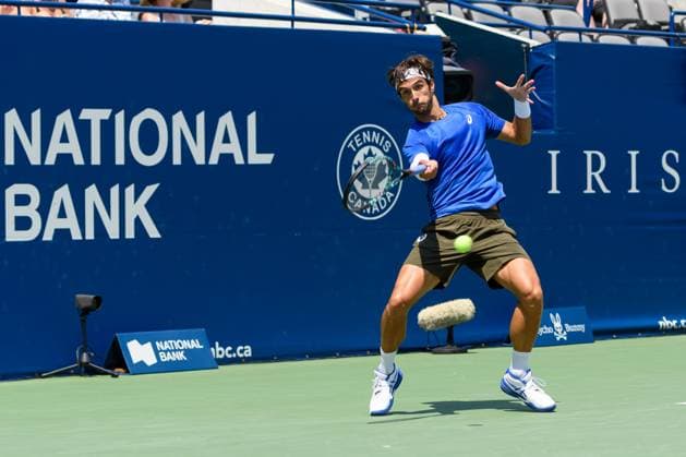July 29, 2025, Toronto, Ontario, Canada: Toronto, Ontario Ã¢â‚¬ July 29, 2025: LORENZO MUSETTI of Italy returns a shot against JAMES DUCKWORTH of Australia during the National Bank Open Presented by Rogers at Sobeys Stadium in Toronto, Ontario. Toronto Canada - ZUMAr228 20250729_znp_r228_022 Copyright: xVasiliyxRyabykhx