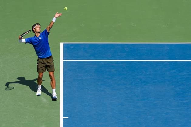 July 29, 2025, Toronto, Ontario, Canada: Toronto, Ontario Ã¢â‚¬ July 29, 2025: LORENZO MUSETTI of Italy serves against JAMES DUCKWORTH of Australia during the National Bank Open Presented by Rogers at Sobeys Stadium in Toronto, Ontario. Toronto Canada - ZUMAr228 20250729_znp_r228_026 Copyright: xVasiliyxRyabykhx