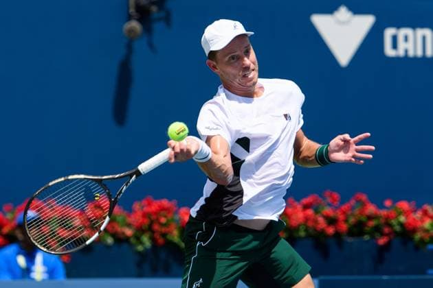 July 29, 2025, Toronto, Ontario, Canada: Toronto, Ontario Ã¢â‚¬ July 29, 2025: JAMES DUCKWORTH of Australia returns a shot against LORENZO MUSETTI of Italy during the National Bank Open Presented by Rogers at Sobeys Stadium in Toronto, Ontario. Toronto Canada - ZUMAr228 20250729_znp_r228_028 Copyright: xVasiliyxRyabykhx