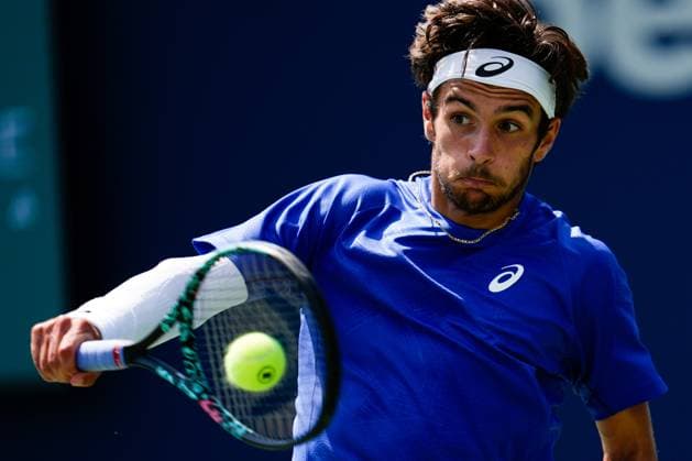 National Bank Open 2025 - Day 4 TORONTO, CANADA - JULY 29 : Lorenzo Musetti of Italy in action against James Duckworth of Australia on day four of the 2025 National Bank Open at Sobeys Stadium in Toronto, Ontario, Canada on July 29, 2025. Mert Alper Dervis Anadolu Ontario Canada. Editorial use only. Please get in touch for any other usage.  Copyright: x2025xAnadoluxMertxAlperxDervisx