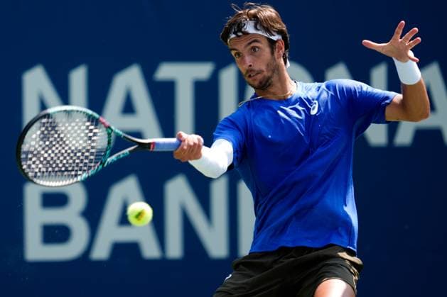 National Bank Open 2025 - Day 4 TORONTO, CANADA - JULY 29 : Lorenzo Musetti of Italy in action against James Duckworth of Australia on day four of the 2025 National Bank Open at Sobeys Stadium in Toronto, Ontario, Canada on July 29, 2025. Mert Alper Dervis Anadolu Ontario Canada. Editorial use only. Please get in touch for any other usage.  Copyright: x2025xAnadoluxMertxAlperxDervisx