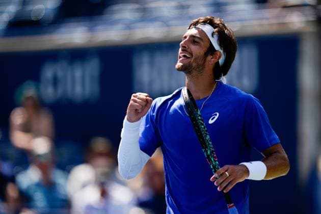 National Bank Open 2025 - Day 4 TORONTO, CANADA - JULY 29 : Lorenzo Musetti of Italy celebrates after a point against James Duckworth of Australia on day four of the 2025 National Bank Open at Sobeys Stadium in Toronto, Ontario, Canada on July 29, 2025. Mert Alper Dervis Anadolu Ontario Canada. Editorial use only. Please get in touch for any other usage.  Copyright: x2025xAnadoluxMertxAlperxDervisx