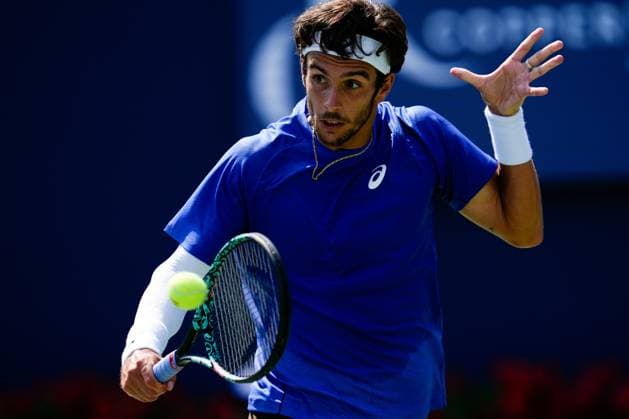 National Bank Open 2025 - Day 4 TORONTO, CANADA - JULY 29 : Lorenzo Musetti of Italy in action against James Duckworth of Australia on day four of the 2025 National Bank Open at Sobeys Stadium in Toronto, Ontario, Canada on July 29, 2025. Mert Alper Dervis Anadolu Ontario Canada. Editorial use only. Please get in touch for any other usage.  Copyright: x2025xAnadoluxMertxAlperxDervisx