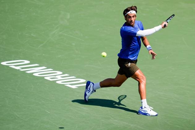 National Bank Open 2025 - Day 4 TORONTO, CANADA - JULY 29 : Lorenzo Musetti of Italy in action against James Duckworth of Australia on day four of the 2025 National Bank Open at Sobeys Stadium in Toronto, Ontario, Canada on July 29, 2025. Mert Alper Dervis Anadolu Ontario Canada. Editorial use only. Please get in touch for any other usage.  Copyright: x2025xAnadoluxMertxAlperxDervisx