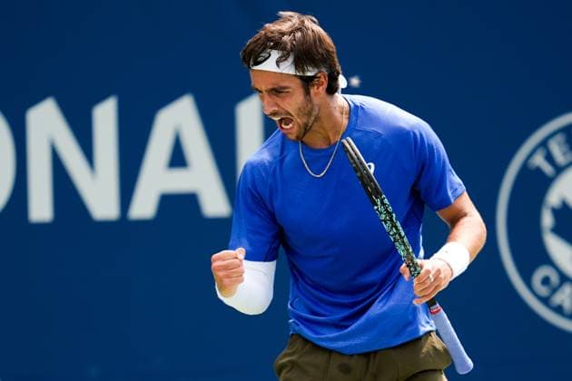 National Bank Open 2025 - Day 4 TORONTO, CANADA - JULY 29 : Lorenzo Musetti of Italy celebrates after a point against James Duckworth of Australia on day four of the 2025 National Bank Open at Sobeys Stadium in Toronto, Ontario, Canada on July 29, 2025. Mert Alper Dervis Anadolu Ontario Canada. Editorial use only. Please get in touch for any other usage.  Copyright: x2025xAnadoluxMertxAlperxDervisx