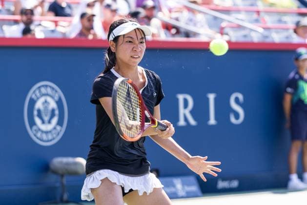 July 29, 2025, Montreal, Quebec, Canada: AOI ITO (Q) from Japan forehand in second set against Jasmine Paolini (7) from Italia in round of 64 at Canadian Open at IGA stadium in Montreal, Quebec, Canada on 2024-05-24 Montreal Canada - ZUMAl189 20250729_zsp_l189_071 Copyright: xYannickxLegarex