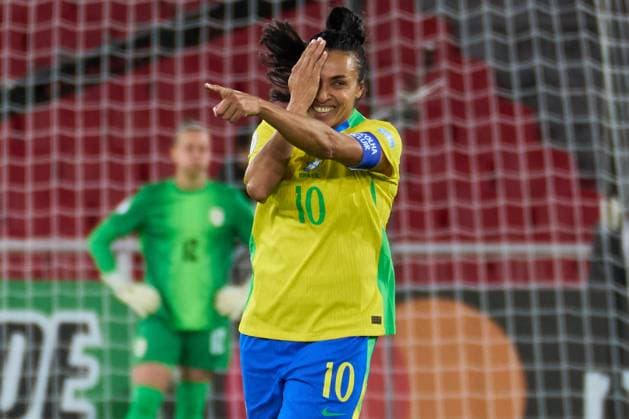 Marta Vieira Da Silva of Brazil dcelebrate her penalty goal during the semifinal of Copa America Feminina between Brazil and Uruguay at Rodrigo Paz Delgado Stadium on July 29, 2025 in Quito, Ecuador (Photo by Camilla Stolen, Imago) Quito Ecuador Copyright: xCamillaxStolenx L1260135
