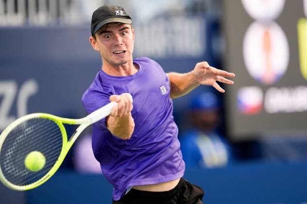 National Bank Open 2025 - Day 4 TORONTO, CANADA - JULY 29: Dalibor Svrcina of Czech Republic in action against Daniil Medvedev on day four of the 2025 National Bank Open in Toronto, Ontario, Canada on July 29, 2025. Mert Alper Dervis Anadolu Ontario Canada. Editorial use only. Please get in touch for any other usage.  Copyright: x2025xAnadoluxMertxAlperxDervisx