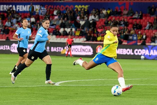 Dudinha of Brazil scores a goal during Copa America Feminina between Brazil and Uruguay at Rodrigo Paz Delgado Stadium on July 29, 2025 in Quito, Ecuador (Photo by Camilla Stolen, Imago) Quito Ecuador Copyright: xCamillaxStolenx L1047348