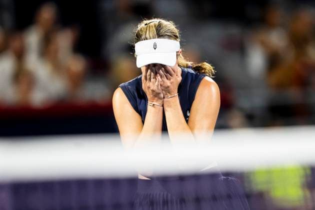July 29, 2025, Montreal, Pq, CANADA: Danielle Collins of the USA reacts during second round tennis action against Coco Gauff of the USA, at the National Bank Open tennis tournament in Montreal on Tuesday, July 29, 2025. Tennis 2025: Canadian Open: WTA, Tennis Damen GAUFF 7:5 4:6 7:6 COLLINS  - ZUMAc35_ 20250729_zaf_c35_131 Copyright: xChristopherxKatsarovx