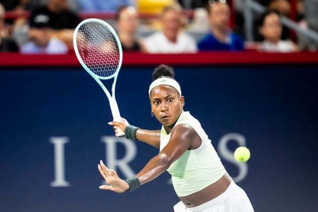 July 29, 2025, Montreal, Pq, CANADA: Coco Gauff of the USA returns the ball during second round tennis action against Danielle Collins of the USA at the National Bank Open tennis tournament in Montreal on Tuesday, July 29, 2025. Canada News - July 29, 2025  - ZUMAc35_ 20250729_zaf_c35_148 Copyright: xChristopherxKatsarovx