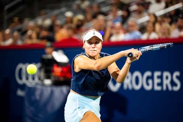 July 29, 2025, Montreal, Pq, CANADA: Sofia Kenin of USA returns the ball during second round tennis action against Victoria Mboko of Canada at the National Bank Open tennis tournament in Montreal on Tuesday, July 29, 2025. Canada News - July 29, 2025  - ZUMAc35_ 20250729_zaf_c35_153 Copyright: xChristopherxKatsarovx