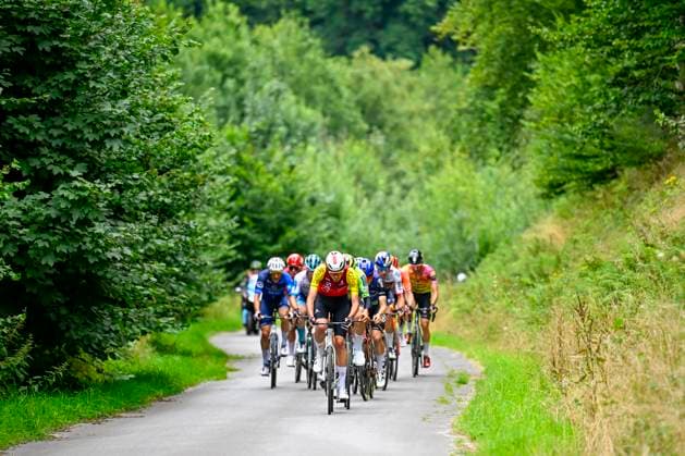 Tour de Wallonie 2025 Stage 5 BERTRIX, BELGIUM - JULY 30 : Illustration picture of the escape pack during stage 5 of the 30th edition of Tour de Wallonie an UCI ProSeries 2.Pro cycling road race stage for Men Elite of 183.2 km with start in Bertrix and finish in Bertrix on July 30, 2025 in Bertrix, Belgium, 30 07 2025 ( Motordriver Louis Bidlot - Bertrix Belgium  Copyright: xTomasxSiskx