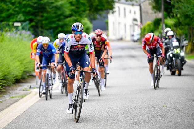 Tour de Wallonie 2025 Stage 5 BERTRIX, BELGIUM - JULY 30 : Rider of Team Red Bull - BORA - Hansgrohe in the escape pack during stage 5 of the 30th edition of Tour de Wallonie an UCI ProSeries 2.Pro cycling road race stage for Men Elite of 183.2 km with start in Bertrix and finish in Bertrix on July 30, 2025 in Bertrix, Belgium, 30 07 2025 ( Motordriver Louis Bidlot - Bertrix Belgium  Copyright: xTomasxSiskx
