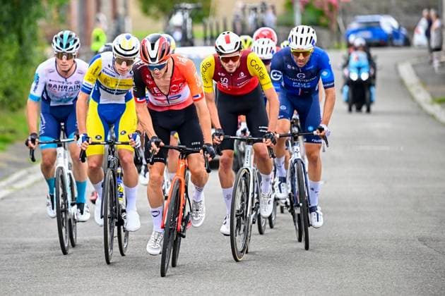 Tour de Wallonie 2025 Stage 5 BERTRIX, BELGIUM - JULY 30 : Rider of Team Flanders - Baloise, Ineos Grenadiers in the escape pack during stage 5 of the 30th edition of Tour de Wallonie an UCI ProSeries 2.Pro cycling road race stage for Men Elite of 183.2 km with start in Bertrix and finish in Bertrix on July 30, 2025 in Bertrix, Belgium, 30 07 2025 ( Motordriver Louis Bidlot - Bertrix Belgium  Copyright: xTomasxSiskx