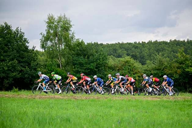 Tour de Wallonie 2025 Stage 5 BERTRIX, BELGIUM - JULY 30 : Illustration picture of the escape pack during stage 5 of the 30th edition of Tour de Wallonie an UCI ProSeries 2.Pro cycling road race stage for Men Elite of 183.2 km with start in Bertrix and finish in Bertrix on July 30, 2025 in Bertrix, Belgium, 30 07 2025 ( Motordriver Louis Bidlot - Bertrix Belgium  Copyright: xTomasxSiskx