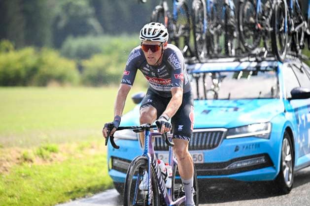Tour de Wallonie 2025 Stage 5 BERTRIX, BELGIUM - JULY 30 : Rider of Alpecin - Deceuninck in action during stage 5 of the 30th edition of Tour de Wallonie an UCI ProSeries 2.Pro cycling road race stage for Men Elite of 183.2 km with start in Bertrix and finish in Bertrix on July 30, 2025 in Bertrix, Belgium, 30 07 2025 ( Motordriver Louis Bidlot - Bertrix Belgium  Copyright: xTomasxSiskx
