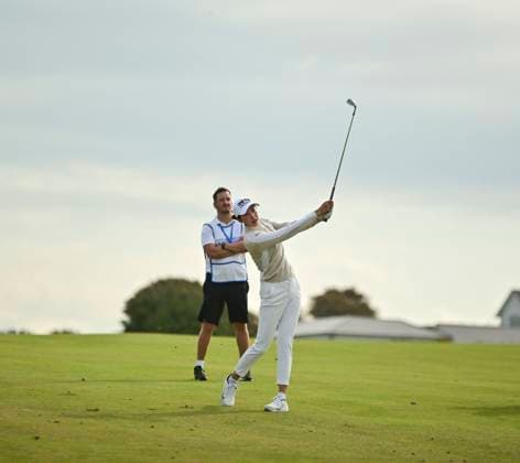 30th July 2025; Royal Porthcawl Golf Club, Porthcawl, Wales; AIG Womens Open Golf, Practice Day; Yealimi Noh hits to the green on her 2nd shot on the first hole  AledxHopkins
