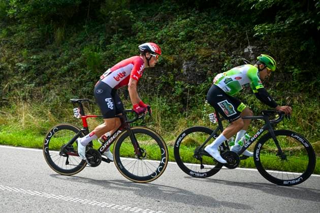 Tour de Wallonie 2025 Stage 5 BERTRIX, BELGIUM - JULY 30 : Veistroffer Baptiste of Lotto in the escape pack during stage 5 of the 30th edition of Tour de Wallonie an UCI ProSeries 2.Pro cycling road race stage for Men Elite of 183.2 km with start in Bertrix and finish in Bertrix on July 30, 2025 in Bertrix, Belgium, 30 07 2025 ( Motordriver Louis Bidlot - Bertrix Belgium  Copyright: xTomasxSiskx