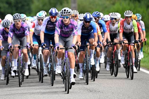 Tour de Wallonie 2025 Stage 5 BERTRIX, BELGIUM - JULY 30 : Rider of Team Jayco AlUla leading the peloton during stage 5 of the 30th edition of Tour de Wallonie an UCI ProSeries 2.Pro cycling road race stage for Men Elite of 183.2 km with start in Bertrix and finish in Bertrix on July 30, 2025 in Bertrix, Belgium, 30 07 2025 ( Motordriver Louis Bidlot - Bertrix Belgium  Copyright: xTomasxSiskx