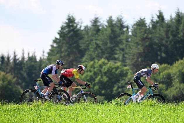 Tour de Wallonie 2025 Stage 5 BERTRIX, BELGIUM - JULY 30 : Van Tricht Floris of Israel - Premier Tech, Belmans Lennert of Alpecin - Deceuninck in action during stage 5 of the 30th edition of Tour de Wallonie an UCI ProSeries 2.Pro cycling road race stage for Men Elite of 183.2 km with start in Bertrix and finish in Bertrix on July 30, 2025 in Bertrix, Belgium, 30 07 2025 ( Motordriver Louis Bidlot - Bertrix Belgium  Copyright: xTomasxSiskx
