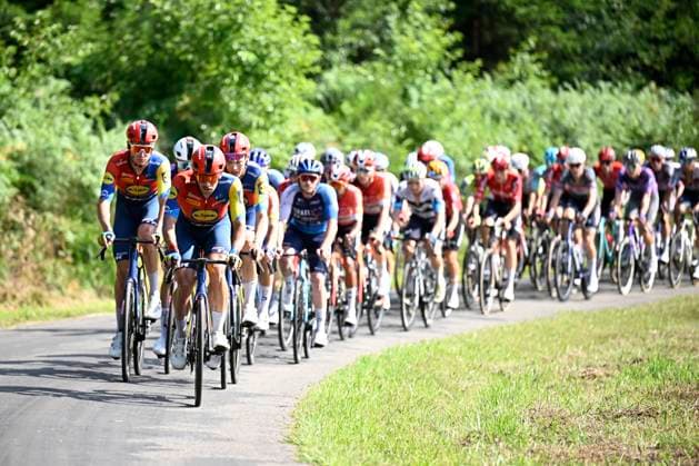 Tour de Wallonie 2025 Stage 5 BERTRIX, BELGIUM - JULY 30 : Rider of Lidl - Trek leading the peloton during stage 5 of the 30th edition of Tour de Wallonie an UCI ProSeries 2.Pro cycling road race stage for Men Elite of 183.2 km with start in Bertrix and finish in Bertrix on July 30, 2025 in Bertrix, Belgium, 30 07 2025 ( Motordriver Louis Bidlot - Bertrix Belgium  Copyright: xTomasxSiskx