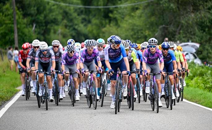 Tour de Wallonie 2025 Stage 5 BERTRIX, BELGIUM - JULY 30 : Rider of Israel - Premier Tech leading the peloton during stage 5 of the 30th edition of Tour de Wallonie an UCI ProSeries 2.Pro cycling road race stage for Men Elite of 183.2 km with start in Bertrix and finish in Bertrix on July 30, 2025 in Bertrix, Belgium, 30 07 2025 ( Motordriver Louis Bidlot - Bertrix Belgium  Copyright: xTomasxSiskx